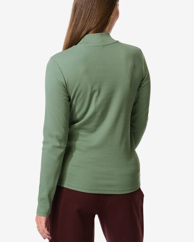 dames T-shirt Clara rib groen - 36302440GREEN - HEMA