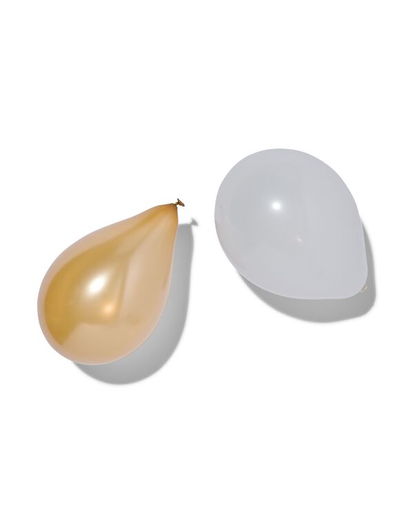 20er-Pack Luftballons, 23 cm, weiß/gold - 14200525 - HEMA
