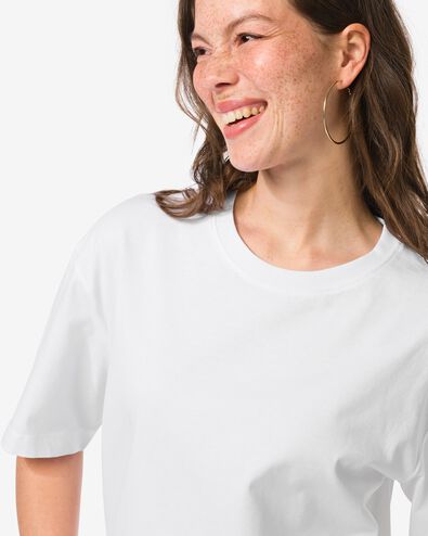 dames T-shirt  Do relaxed fit wit wit - 36304320WHITE - HEMA