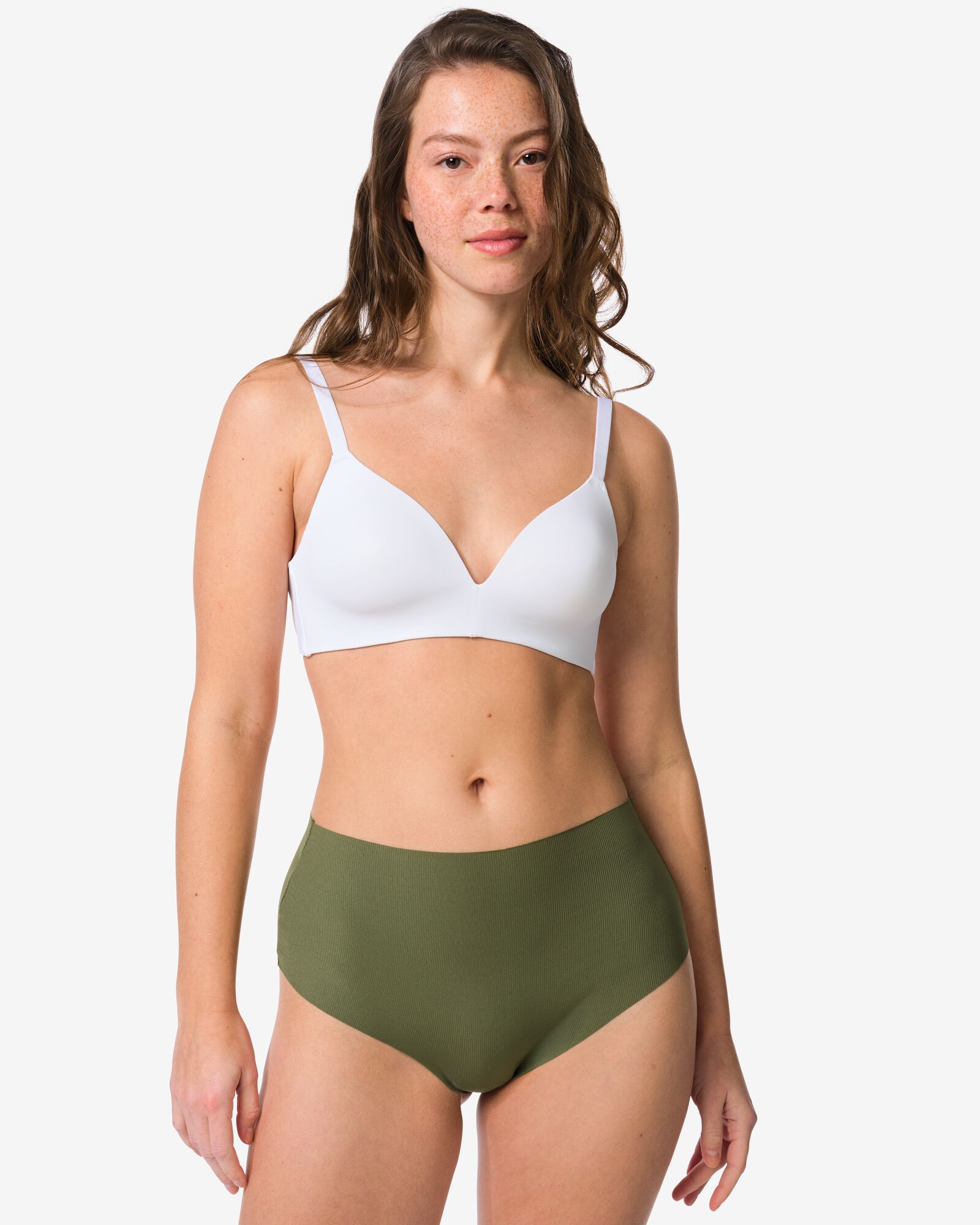string femme c&ocirc;tel&eacute; polyamide sans coutures vert fonc&eacute; - 19602725DARKGREEN - HEMA