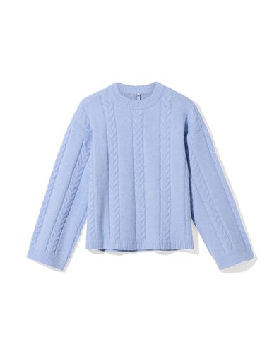 Damen-Pullover Hajar, Zopfmuster hellblau hellblau - 36205040LIGHTBLUE - HEMA