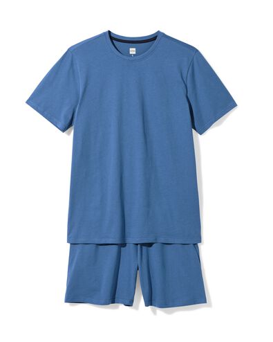 Herren-Kurz-Pyjama Jaap, Jersey mittelblau mittelblau - 23686530MIDBLUE - HEMA