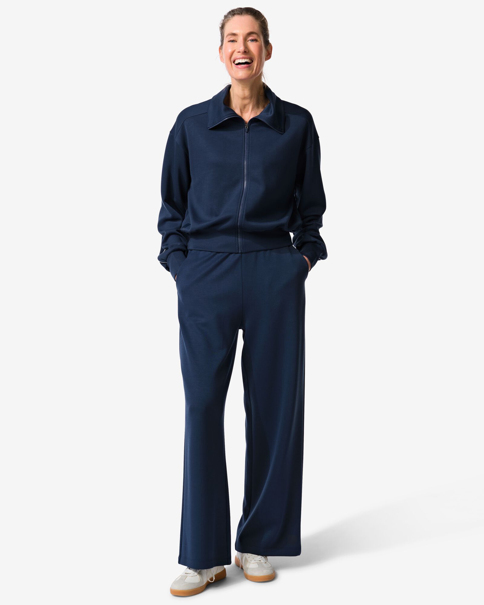 pantalon lounge femme coupe ample  bleu fonc&eacute; bleu fonc&eacute; - 36000571DARKBLUE - HEMA