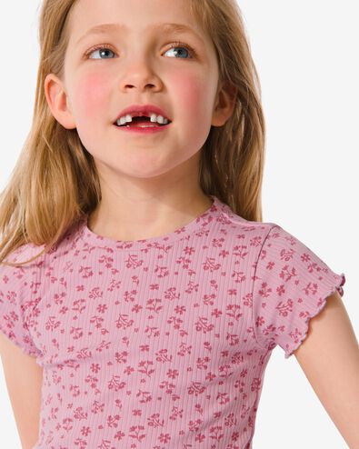 t-shirt enfant avec côtes lilas 122/128 - 30892683 - HEMA