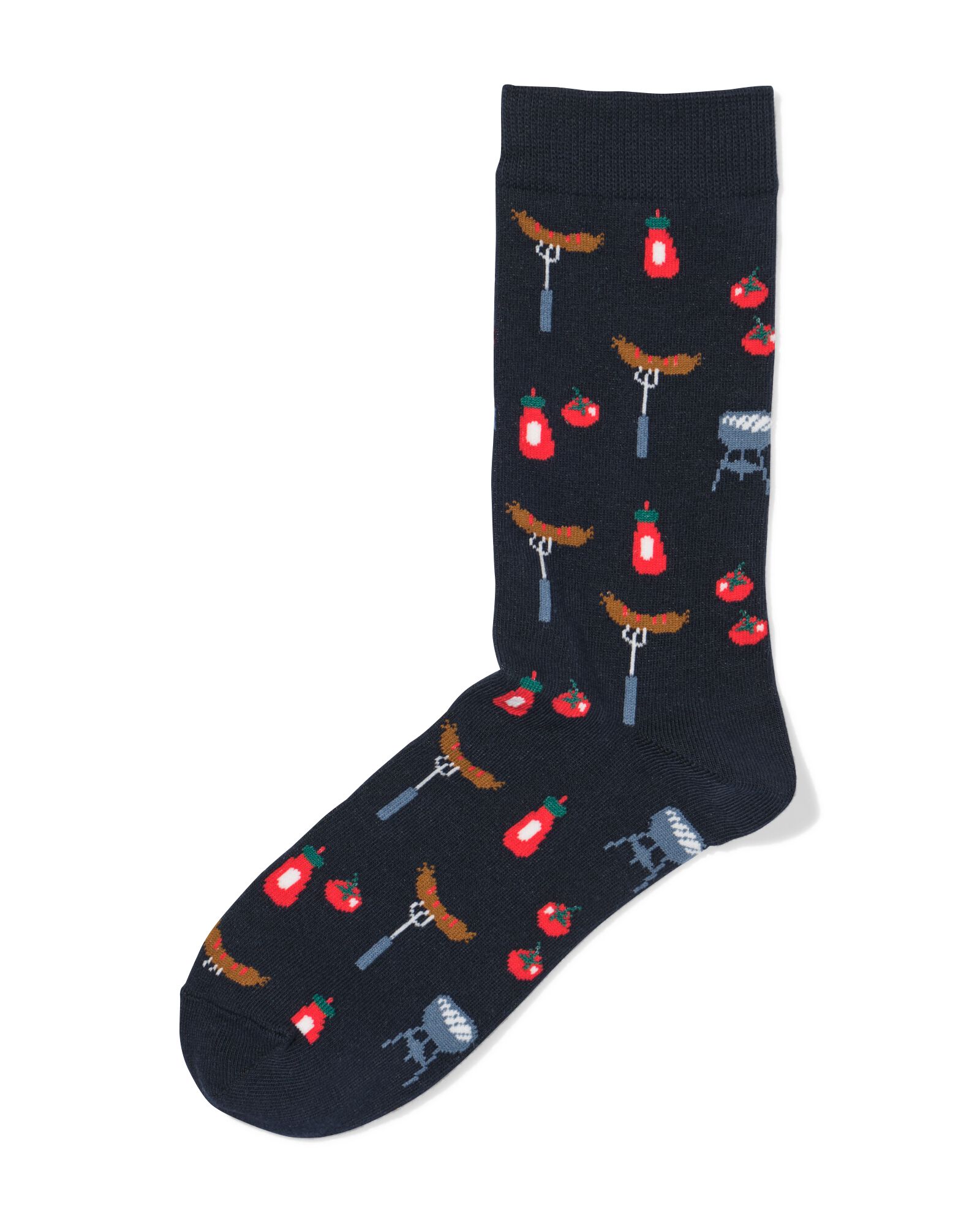 chaussettes pour adultes 'let's chill and grill' bleu foncé bleu foncé - 4100275DARKBLUE - HEMA