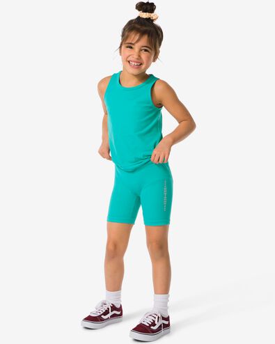 legging de sport enfant court sans coutures turquoise turquoise - 36030202TURQUOISE - HEMA