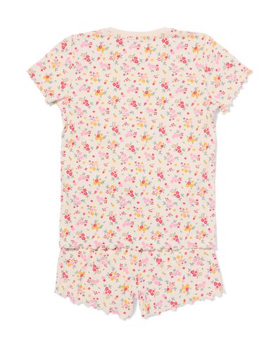 kinder shortama rib bloemen gebroken wit gebroken wit - 23003660OFFWHITE - HEMA