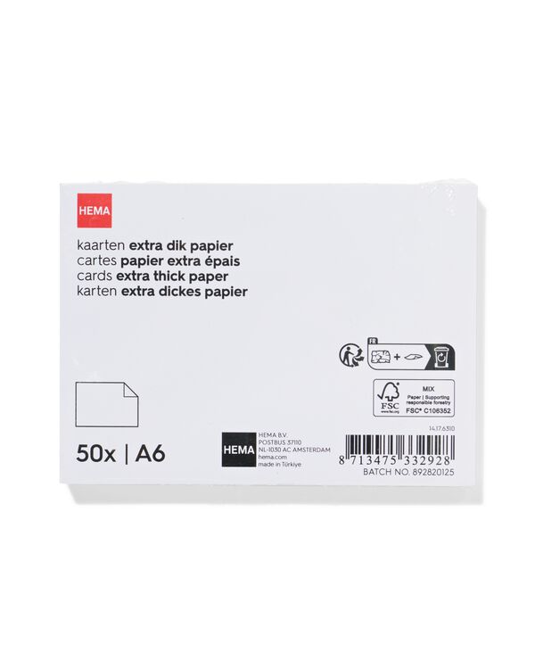 50er-Pack Blankokarten, DIN A6 - 14176310 - HEMA