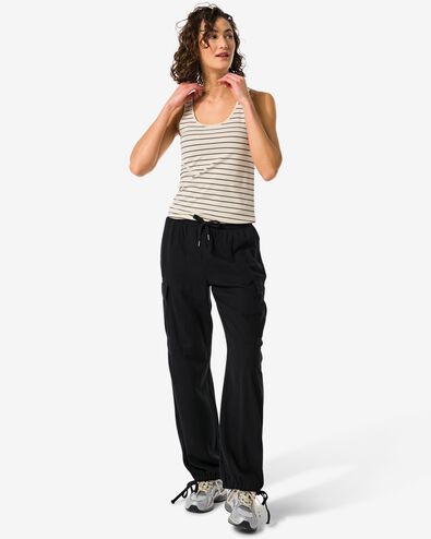pantalon femme Riley avec lin noir M - 36269567 - HEMA