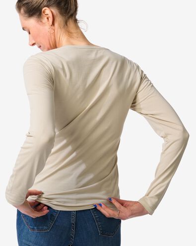 t-shirt femme slim fit col en o sable sable - 36310360SAND - HEMA