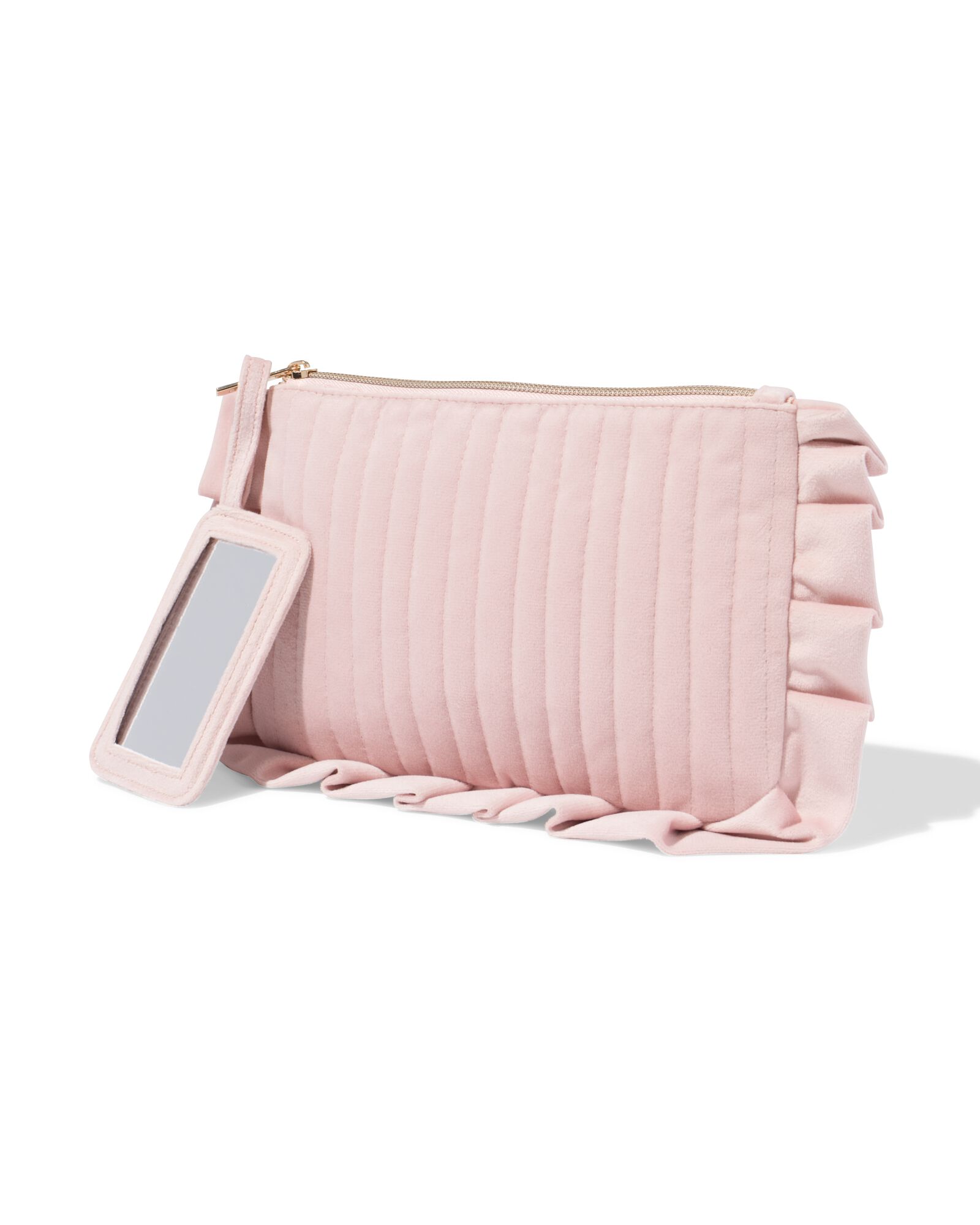 Schminktasche, 21 x 14 cm, Velours, rosa - 11890721 - HEMA