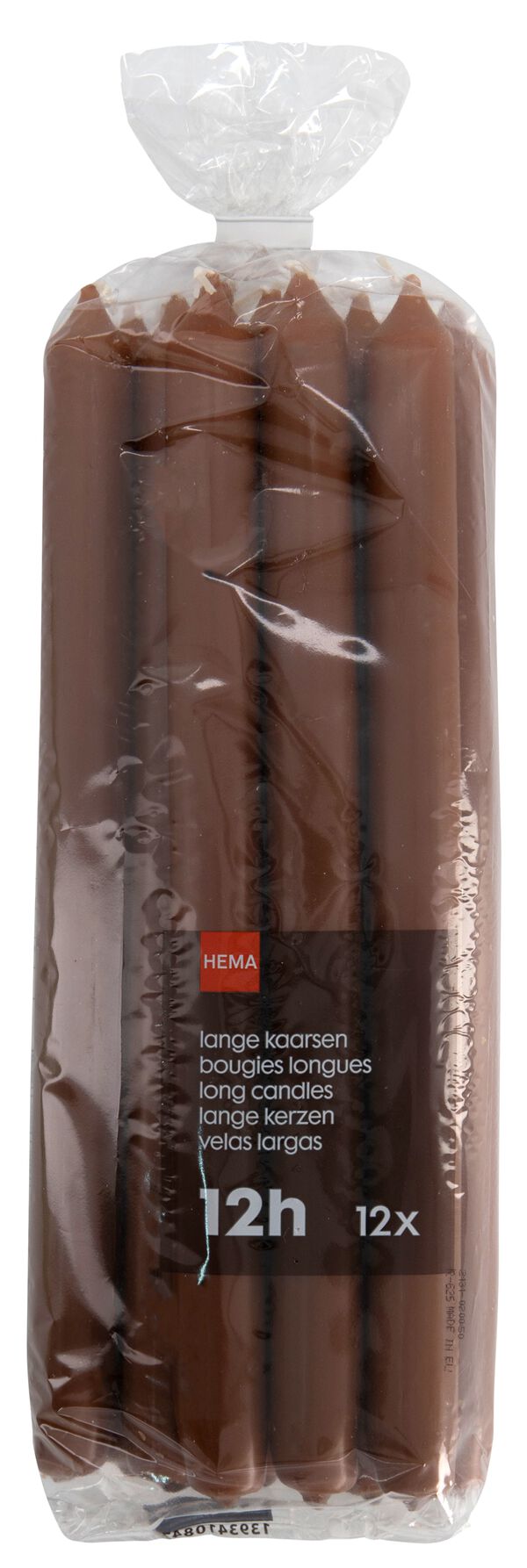 12 longues bougies dintérieur Ø2.2x29 brun clair - 1000018055 - HEMA