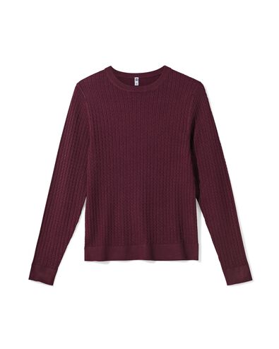 Damen-Pullover, Livia, Zopfmuster bordeauxrot - 36205340BURGUNDYRED - HEMA