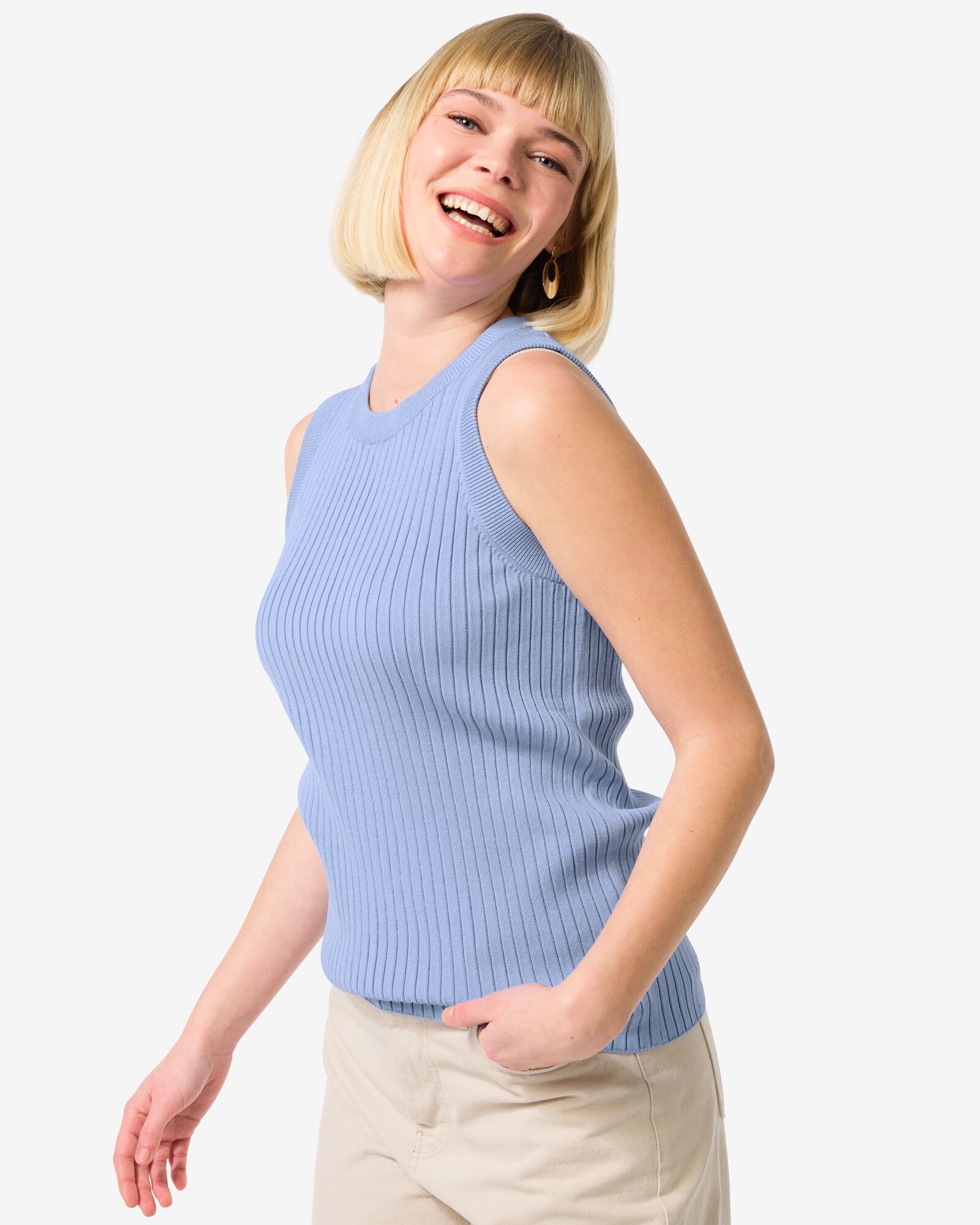Damen-Tanktop Frida gerippt blau - 36350475BLUE - HEMA