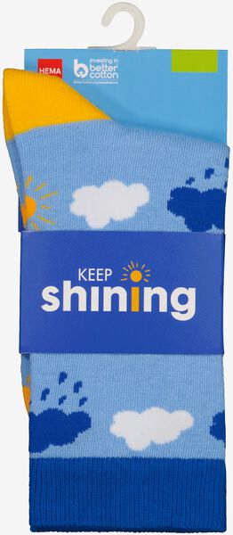 chaussettes avec coton keep shining bleu clair 43/46 - 4103473 - HEMA