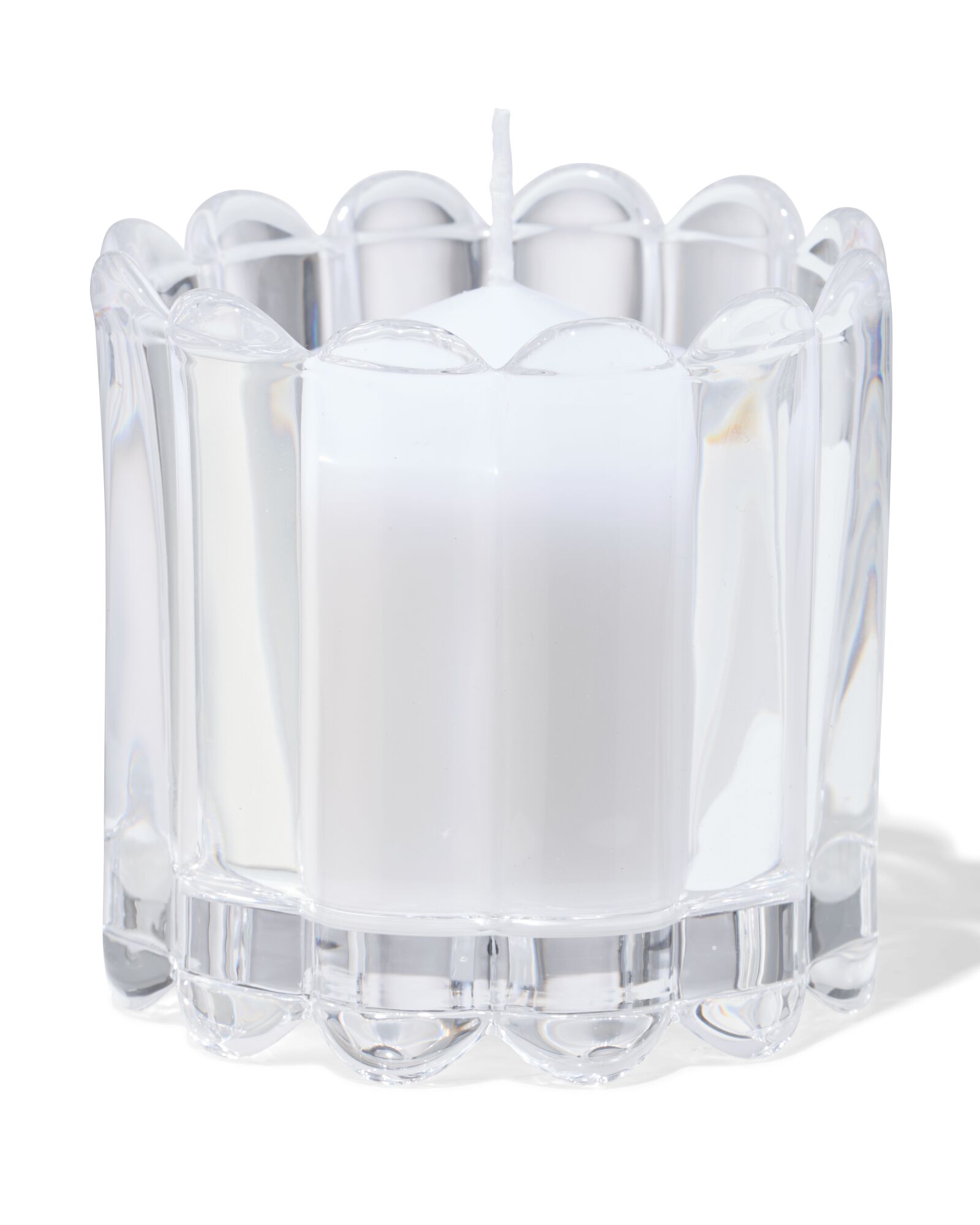 verre pour bougie parfum&eacute;e ⌀8x8cm nervur&eacute; transparent - 13507545 - HEMA
