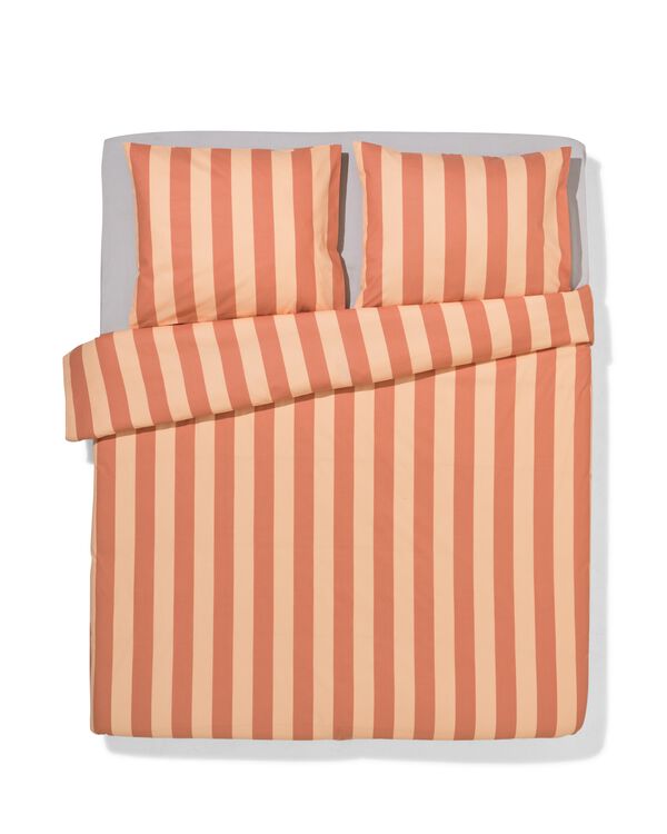 housse de couette 200x200/220 coton doux ray&eacute; p&ecirc;che - 5750150 - HEMA