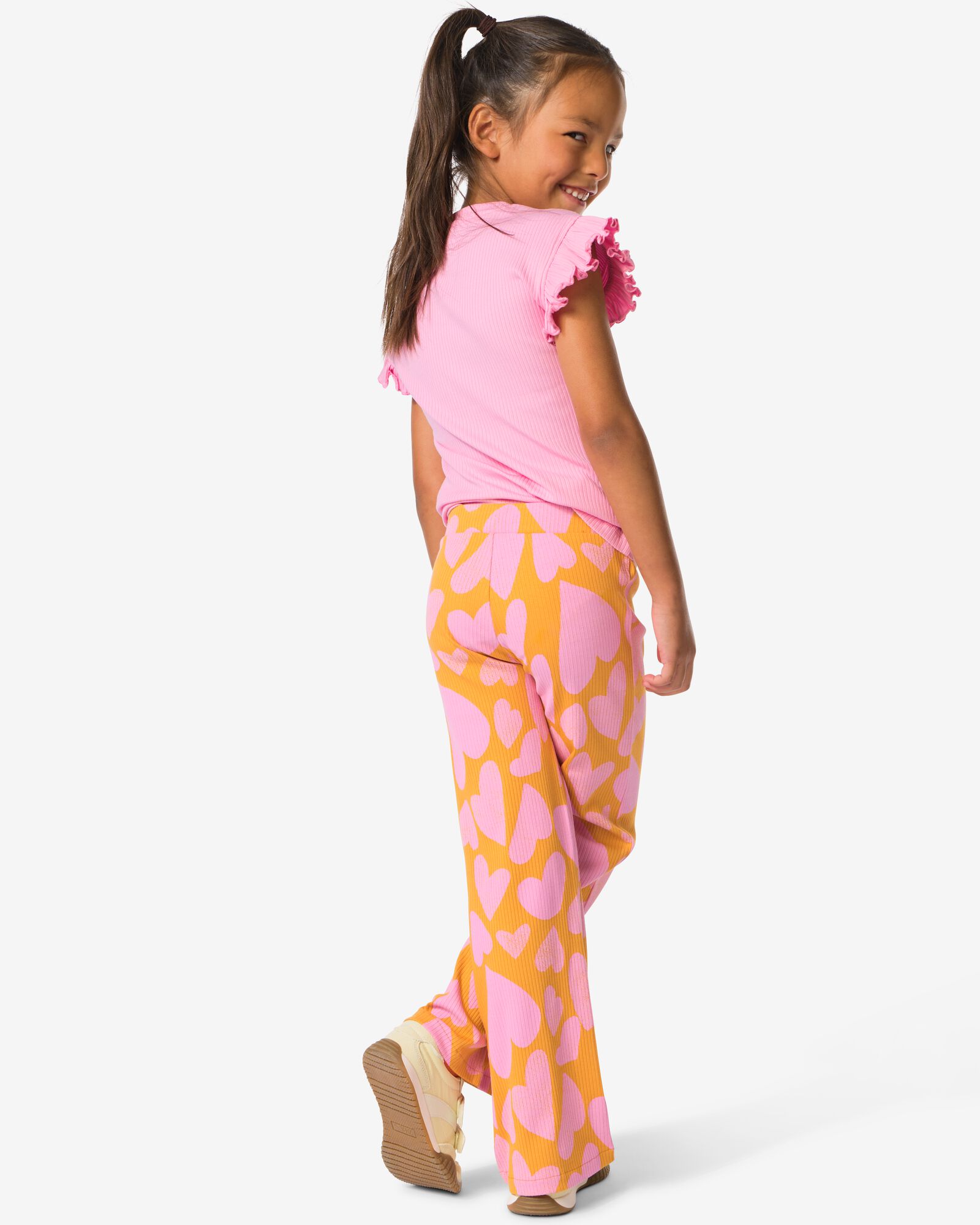 Kinderleggings gerippt, mit Herzen gelb gelb - 30828402YELLOW - HEMA