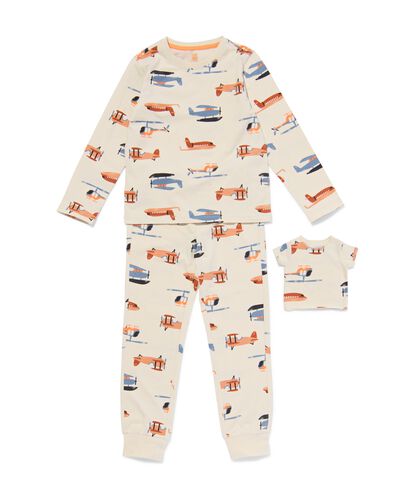 pyjama en coton stretch extensible avion avec pyjama pour doudou blanc cass&eacute; - 23080640OFFWHITE - HEMA