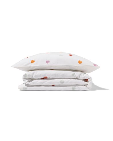 housse de couette petit lit - 120x150 - coton doux pois blanc - 5720177 - HEMA