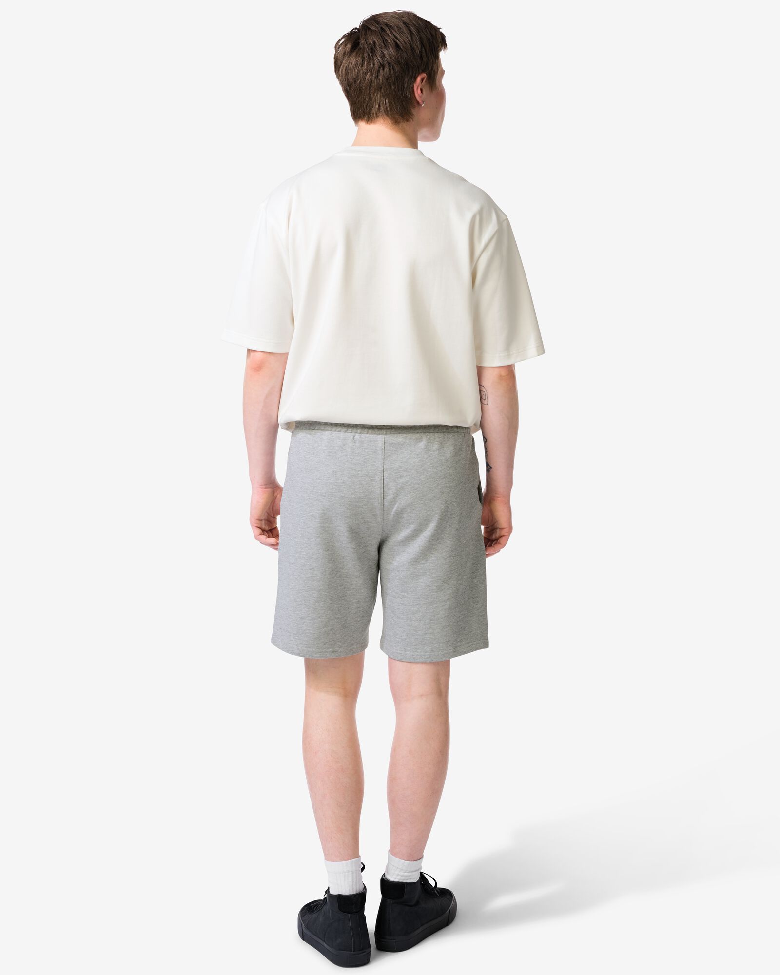 short homme coupe droite tissu sweat gris chin&eacute; gris chin&eacute; - 2109980GREYMELANGE - HEMA