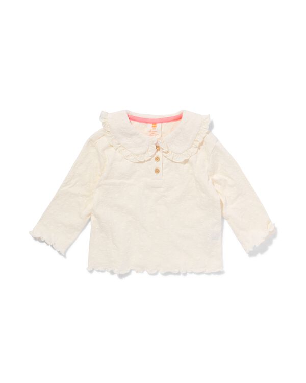 baby T-shirt met kraag gebroken wit gebroken wit - 33084960OFFWHITE - HEMA