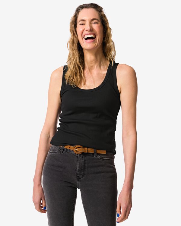 Damen-Top Anouk, Feinripp schwarz schwarz - 1000031337 - HEMA