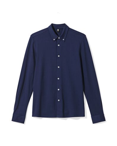 herenoverhemd Billy pique donkerblauw donkerblauw - 2101750DARKBLUE - HEMA