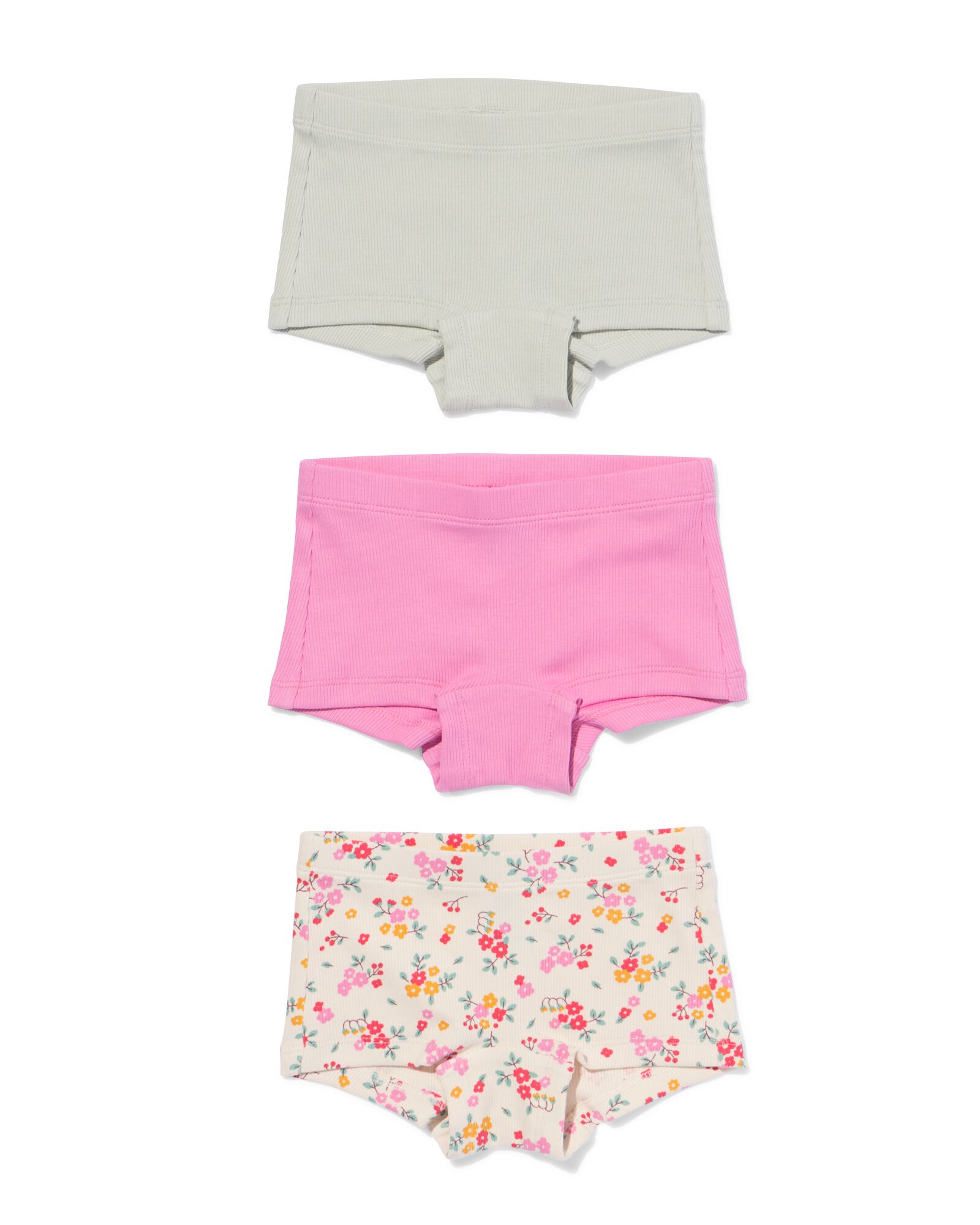 Kinder-Boxershorts, gerippt, Baumwolle, gebl&uuml;mt &ndash; 3 St&uuml;ck  multifarbe multifarbe - 19300460MULTICOLOUR - HEMA