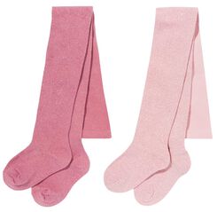 Kinder-Strumpfhosen mit Baumwolle, 2 Paar rosa rosa - 1000028432 - HEMA