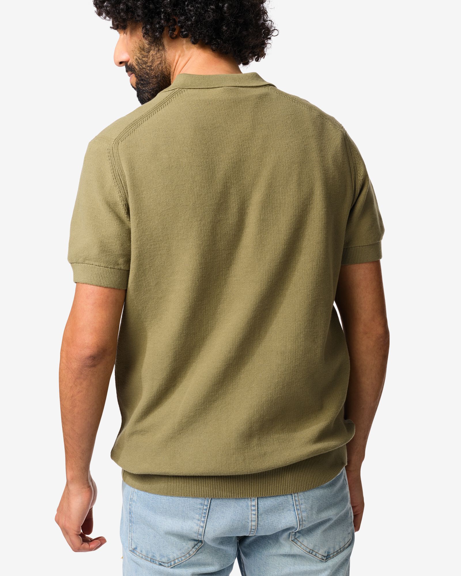 Herren-Poloshirt Kris texturiert mittelgr&uuml;n mittelgr&uuml;n - 2189120MIDGREEN - HEMA