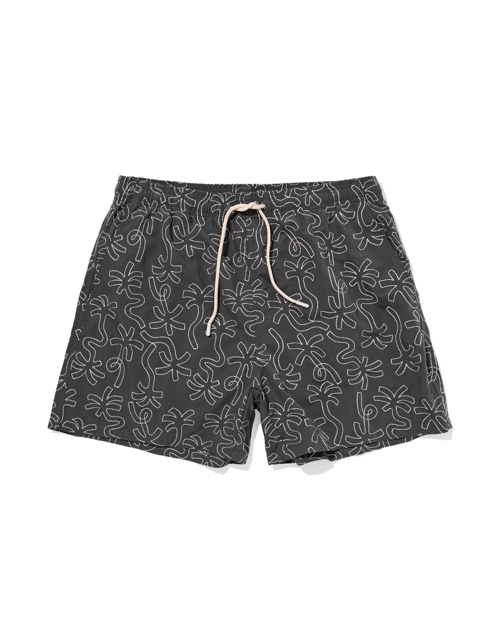 herenzwembroek Pieter borduursel palmbomen antraciet antraciet - 22100060ANTHRACITE - HEMA