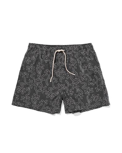 herenzwembroek Pieter borduursel palmbomen antraciet antraciet - 22100060ANTHRACITE - HEMA