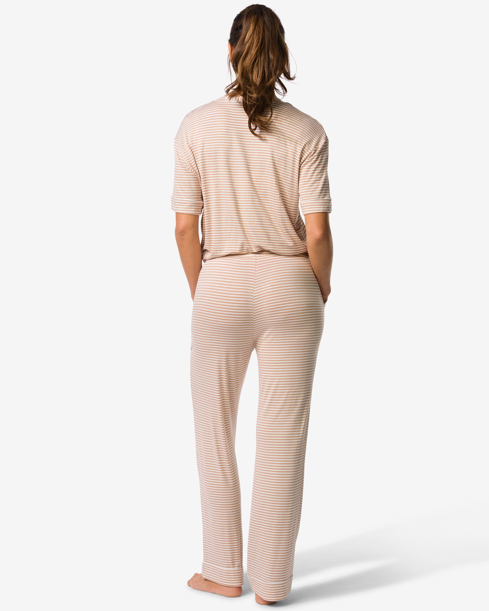 pantalon de pyjama femme coupe droite rayures beige beige - 23401060BEIGE - HEMA