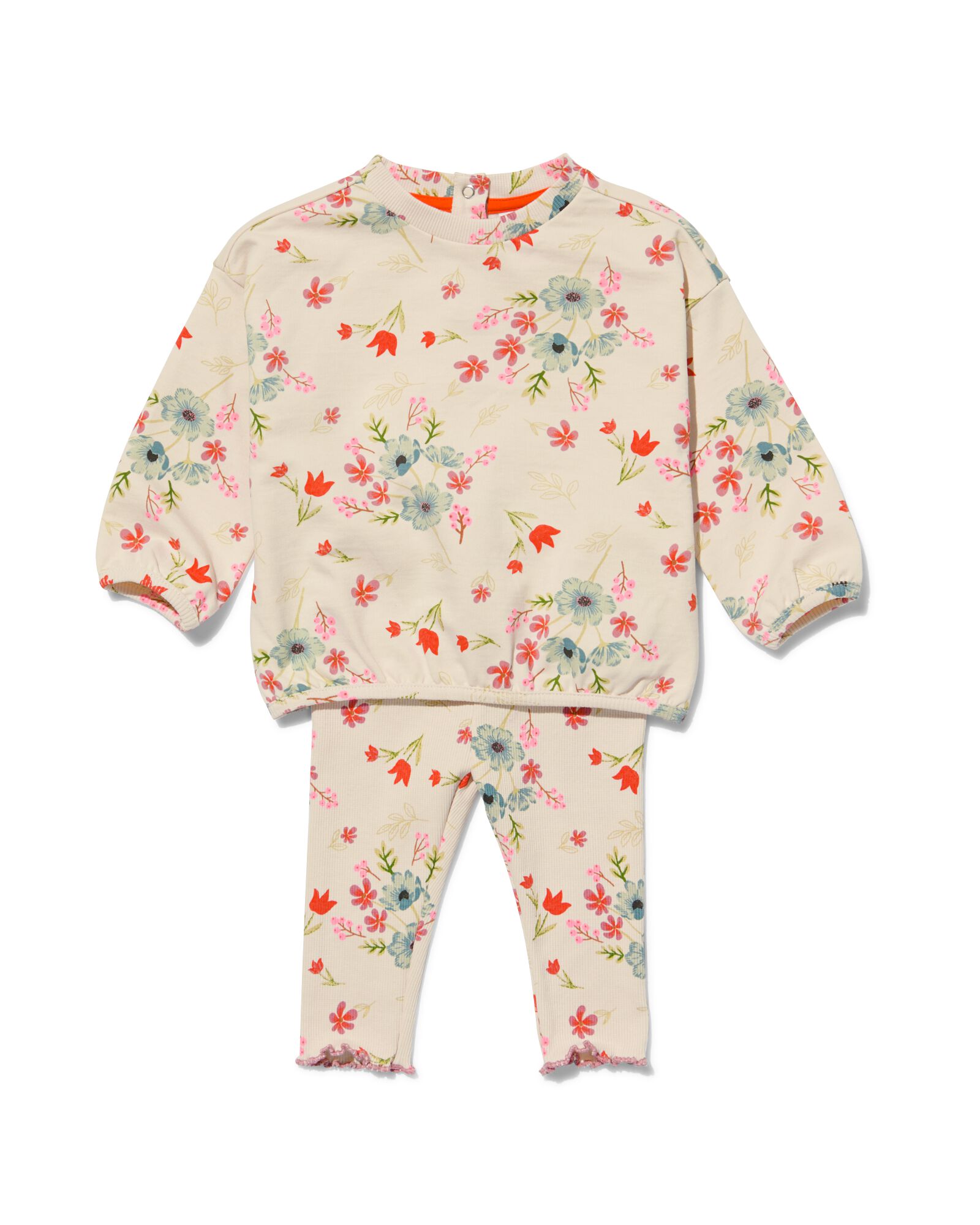 hema ensemble vêtements bébé pull et legging fleurs écru (écru)