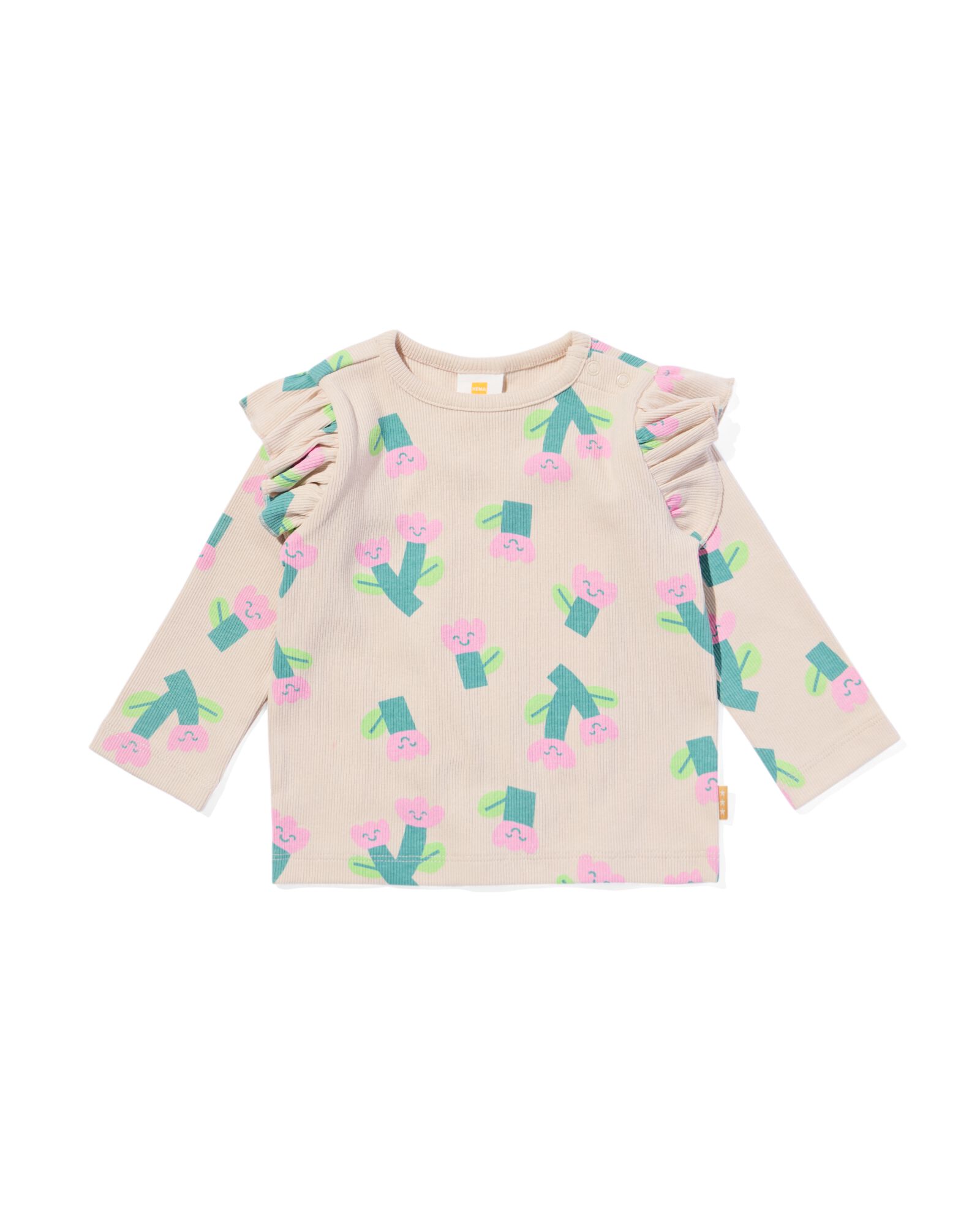baby T-shirt bloemen ecru - 33089560ECRU - HEMA
