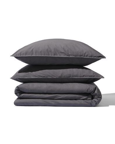 dekbedovertrek percal katoen 240x200/220 donkergrijs - 5790220 - HEMA