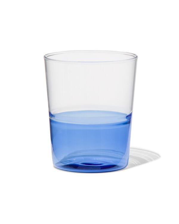 waterglas 320ml Tafelgenoten glas met blauw - 9401121 - HEMA
