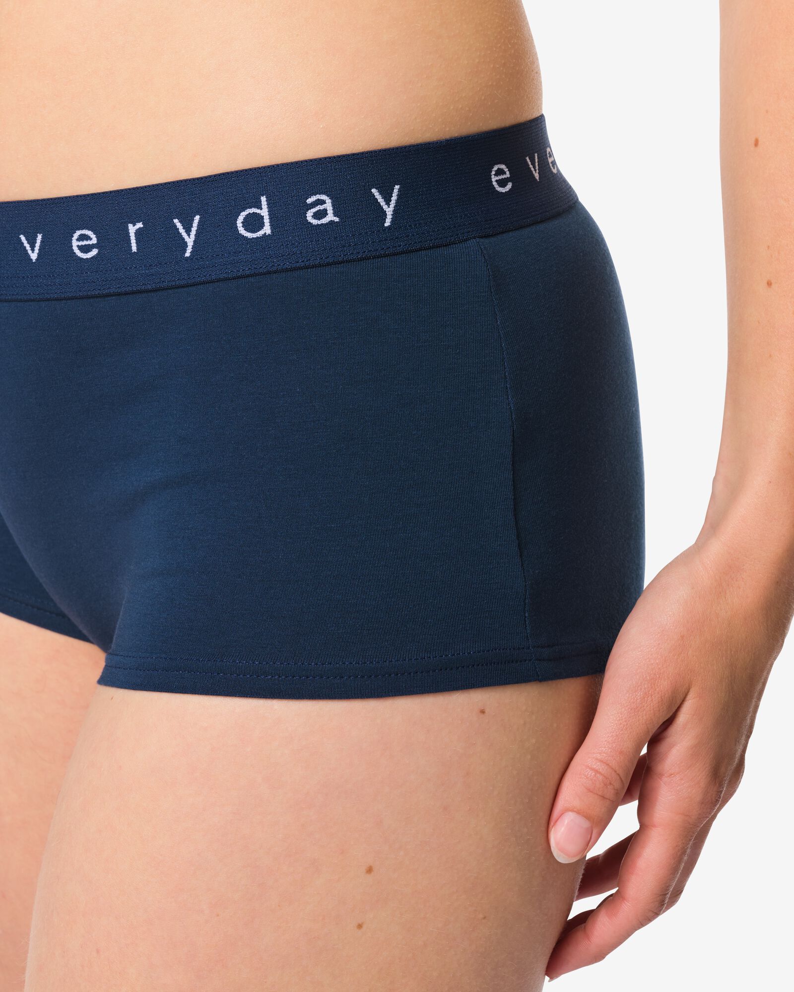 damesboxer katoen everyday tailleband donkerblauw - 19611523DARKBLUE - HEMA