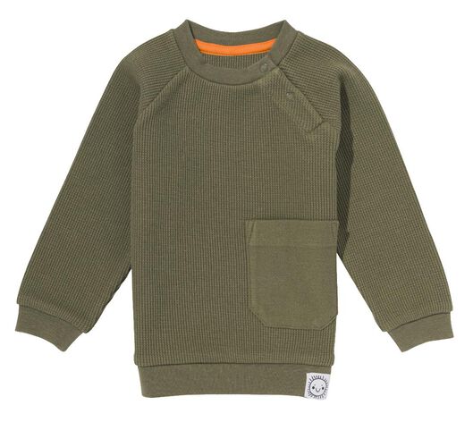 HEMA Baby Sweatshirt, Waffeloptik Grün  - Onlineshop Hema