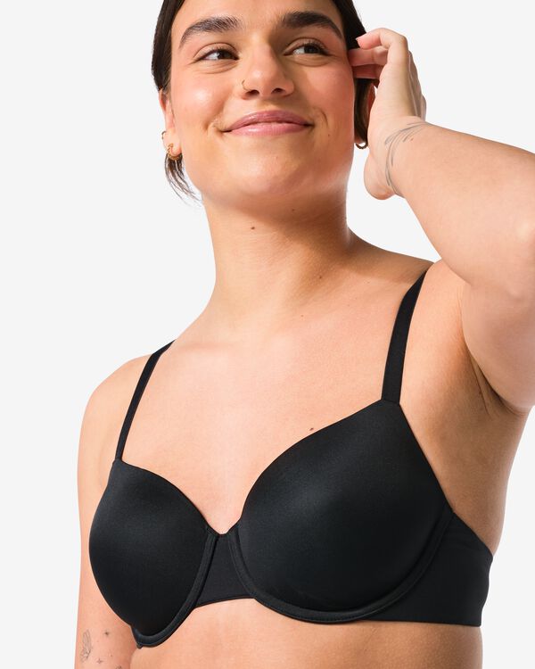 voorgevormde bh met beugel recycled/micro zwart 75A - 21820381 - HEMA
