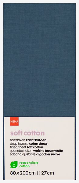 drap-housse 140x200 - coton doux - bleu bleu 140 x 200 - 5110013 - HEMA