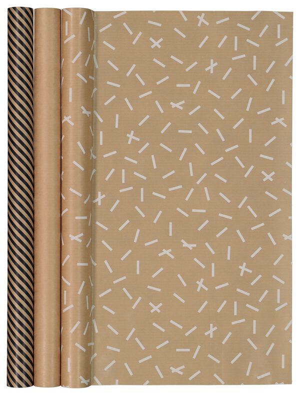 cadeaupapier - kraft - 3 stuks - 14700378 - HEMA