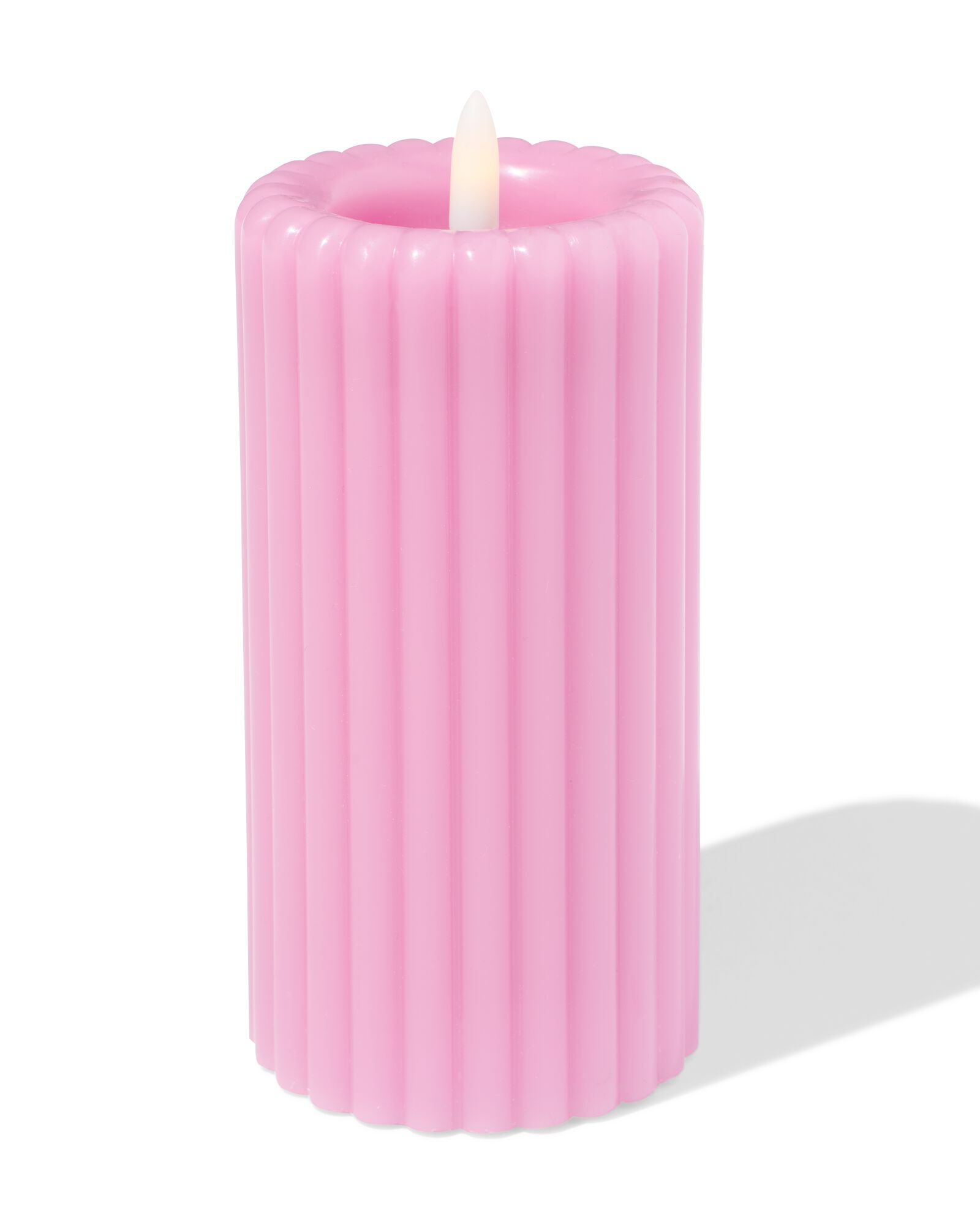 LED-Kerze, 7,5 &times; 15 cm, gerippt, Altrosa - 13550130 - HEMA