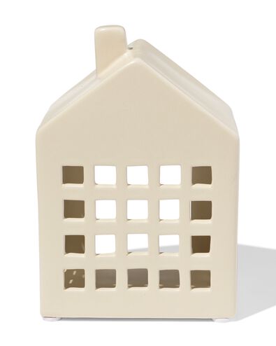 theelichthouder 8.4x14.3x10cm keramiek huisje cr&egrave;me - 25100323 - HEMA