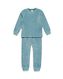Kinder-Pyjama, gerippt, Velours mittelblau mittelblau - 23060480MIDBLUE - HEMA