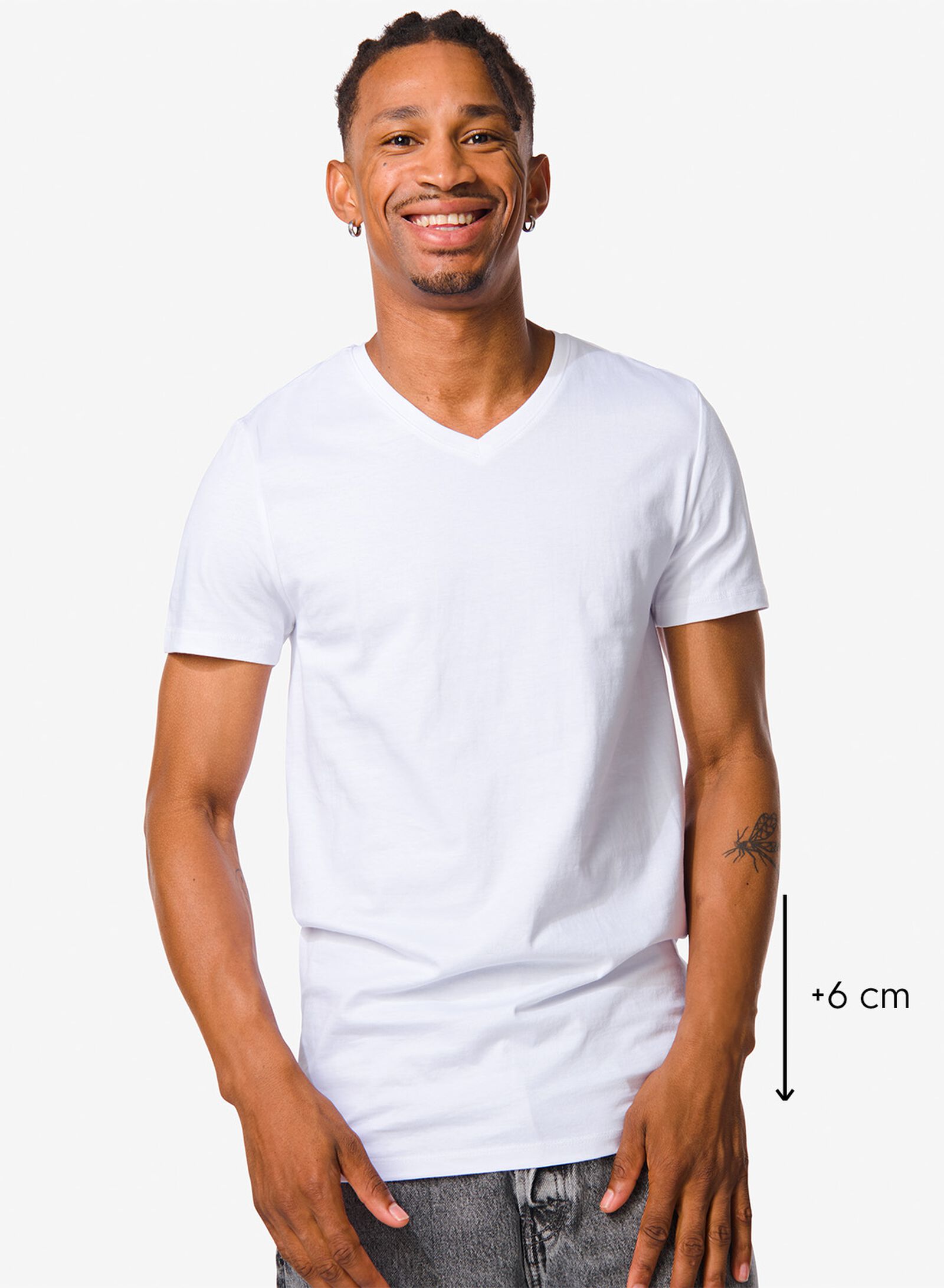 2er-Pack Herren-T-Shirts, Regular Fit, V-Ausschnitt, extralang - 34277083 - HEMA