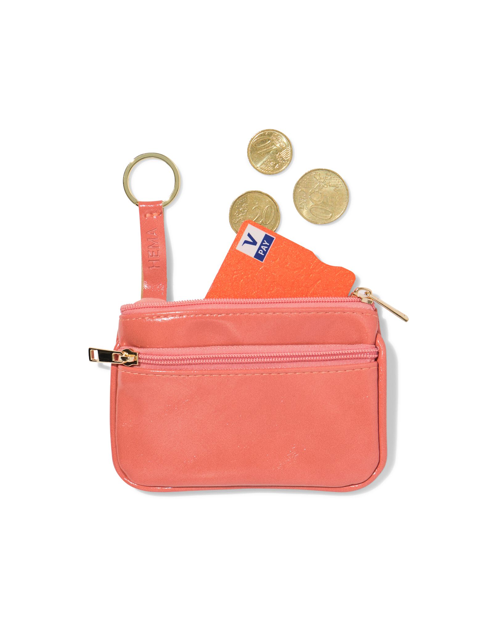 sleutel etui 12x8cm kunstleer koraal - 18160034 - HEMA