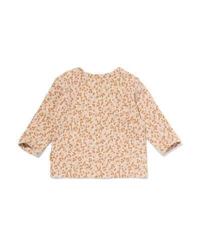 newborn T-shirt rib luipaard ecru ecru - 33427420ECRU - HEMA