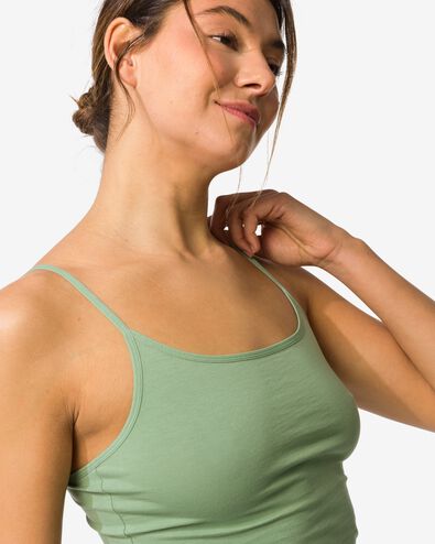 d&eacute;bardeur femme coton bretelles spaghetti vert vert - 19602455GREEN - HEMA